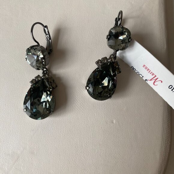 NWT Mariana Swarovski Crystal Smokey Gray Teardrop faceted drama Dangle Earrings - Picture 8 of 12